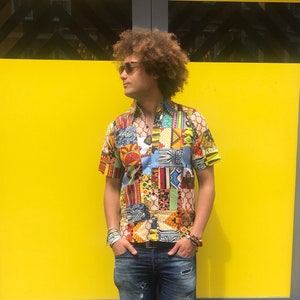 African Shirt Patchwork Shirt Ankara Shirt Mens African Fashion Wax Print Shirt African Clothing Festival Clothing Festival Shirt