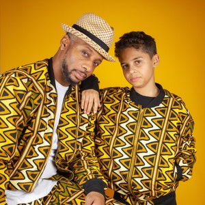 African Bomber Jacket In Mud Cloth Print / Made In Africa