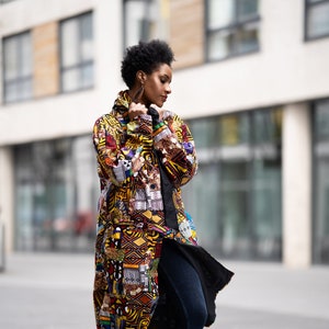 African print long coats top