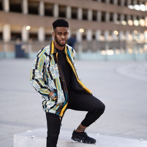 Blue Oversize Tribal Jacket, Unisex African Print Jacket Blue Oversize Tribal Jacket, Unisex African Print Jacket