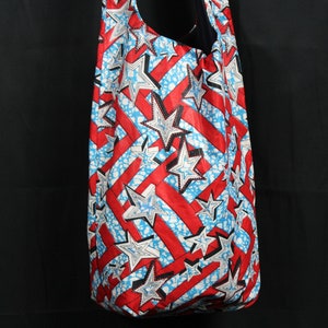 Large African Shoulder Bag in Crazy Blue & Red Ankara / African Bag Handmade In Africa