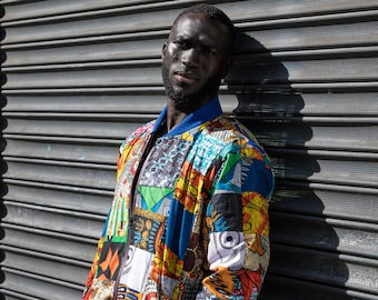 ジャケット・アウター TEAPorter classic african jacket African Trench Coat in Patchwork / African Bomber Jacket African