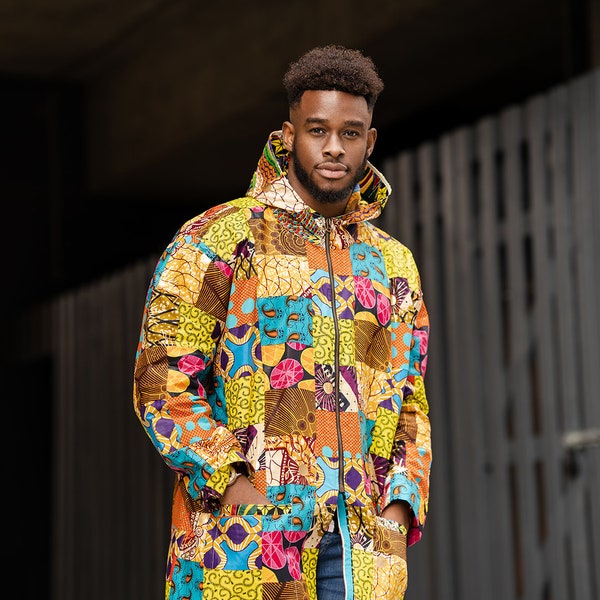 African Winter Coat, Patchwork Jacket, African Jacket, African Hoodie In Crazy Patchwork / African Parka In Patchwork, Made In Africa