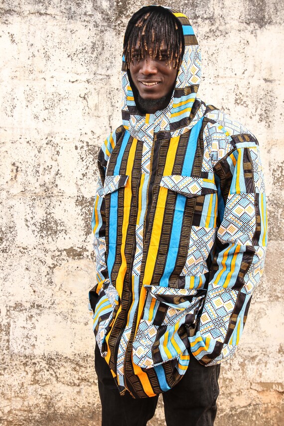 Afrikaanse jas Afrikaanse winterjas in Amazing Kente Print Afrikaanse jas Afrikaanse winterjas in Amazing Kente Print