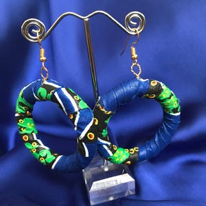 Afrocentric Earrings in Brilliant Blue African Print / Made In Africa