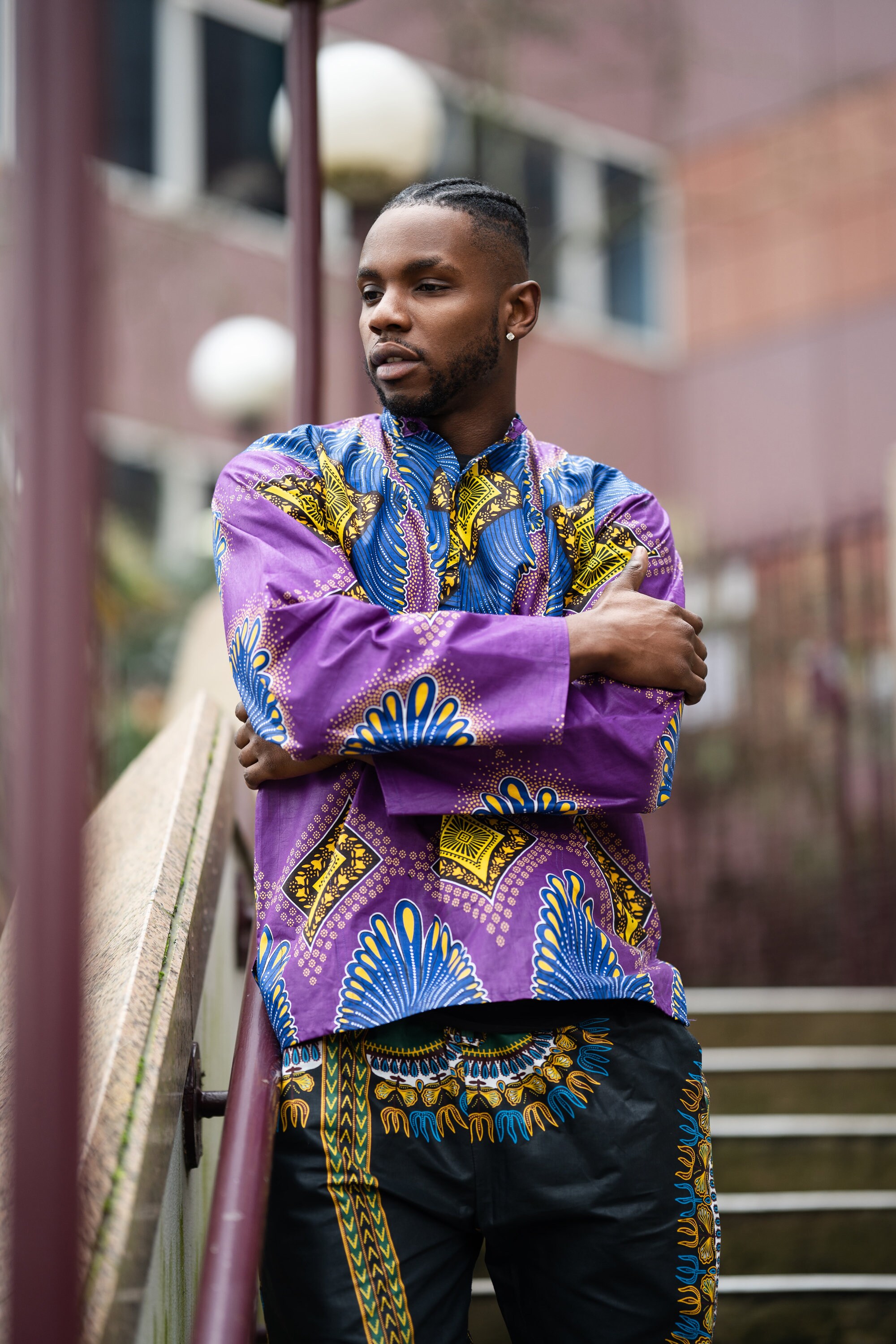 Image of African Print Shirt in Deep Purple/Clothing Made in Africa