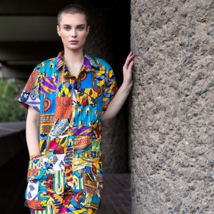 CRAZY COLOURFUL PLAYSUIT // African Boiler Suit African Clothing African Overalls Ankara Short Suit Wax Print Boiler Suit Festival Clothing