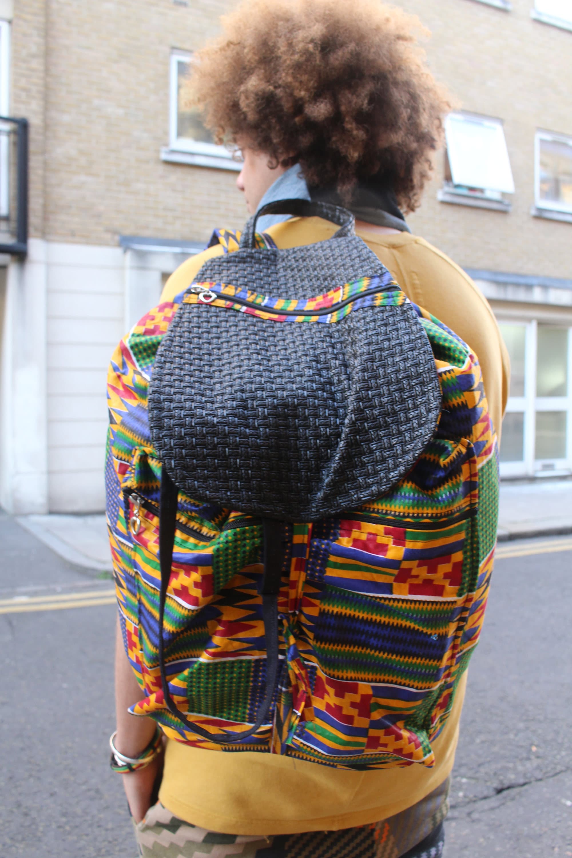 African BackPack African Print Bag College Rucksack Drawstring