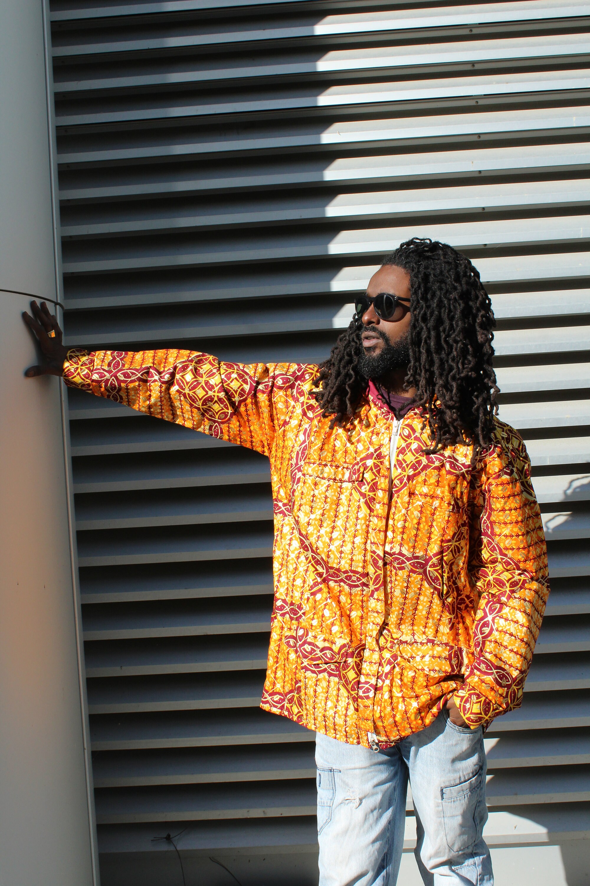 Image of African Print Jacket in Crazy Orange Gold Ankara Handmade in The Gambia/This Jacket Will Blow Your Mind Festival