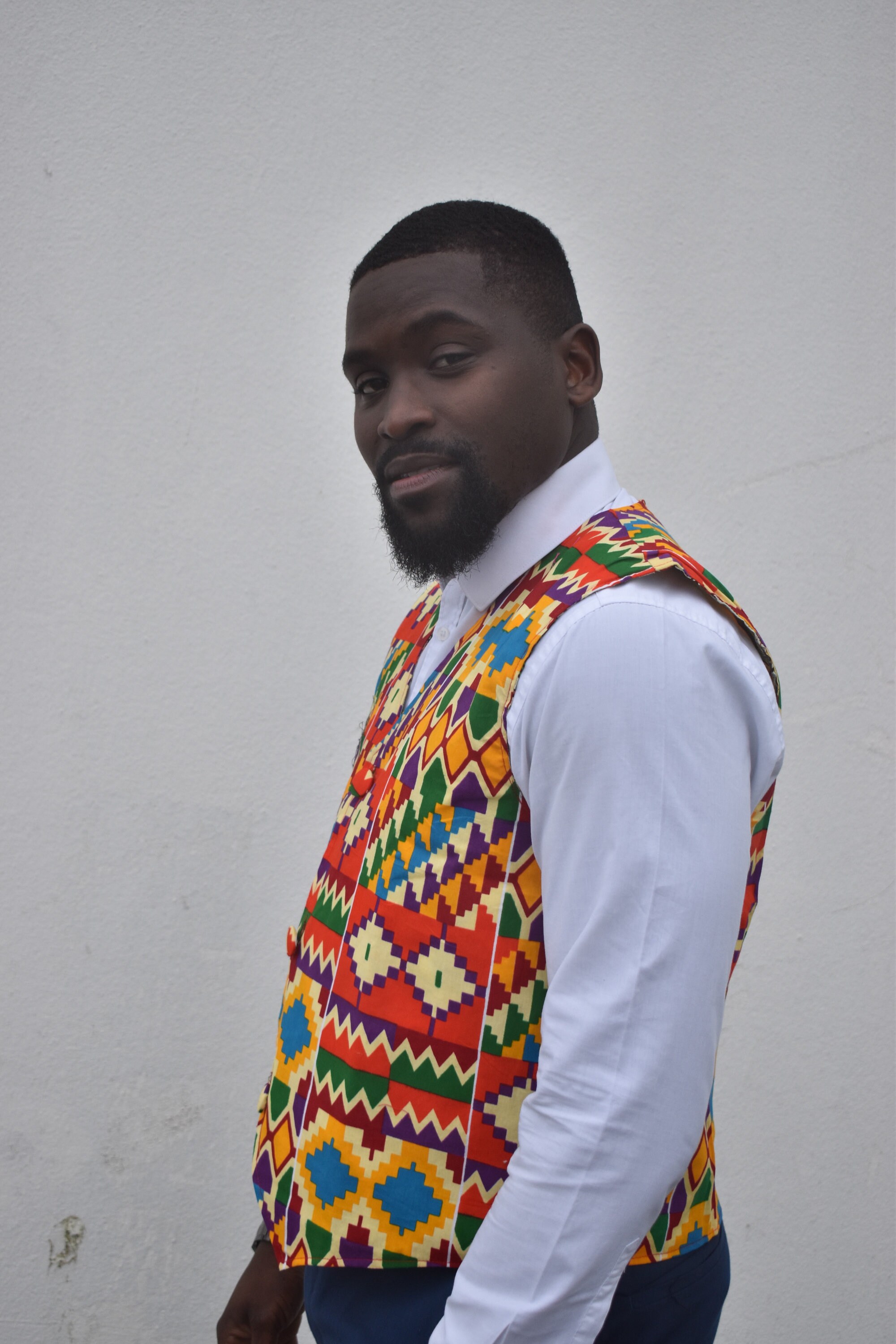 Image of African Print Waistcoat in Amazing Orange Ankara/Made in Africa