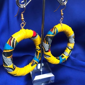 Yellow African Earrings / Fabric Earrings Made in Africa
