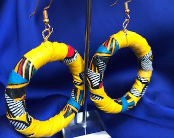 Yellow African Earrings / Fabric Earrings Made in Africa