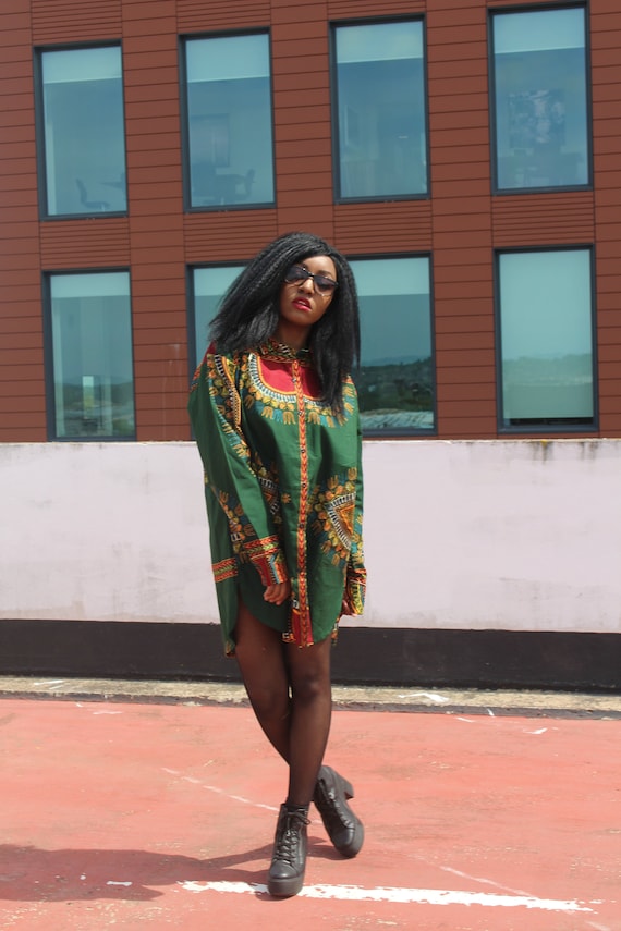 Vestido camisero africano, camisa de novio, ropa bohemia, ropa de festival,  vestido afro punk ankara, camisa de gran tamaño, vestido dashiki, festival