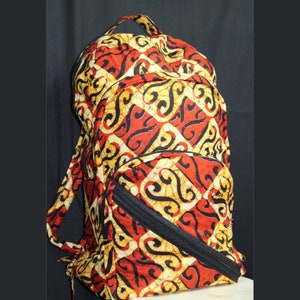 African Bag, African Backpack in 3 Amazing Batik&#39;s / Adjustable Rucksack With Pockets Handmade In Africa