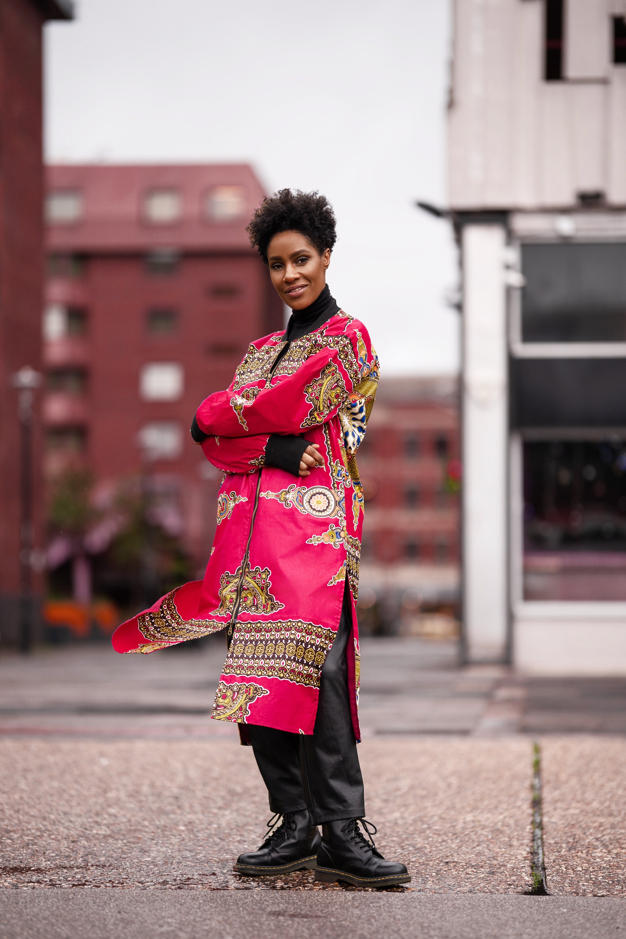 Image of African Winter Coat in Gorgeous Pink Dashiki/Trench Made Africa