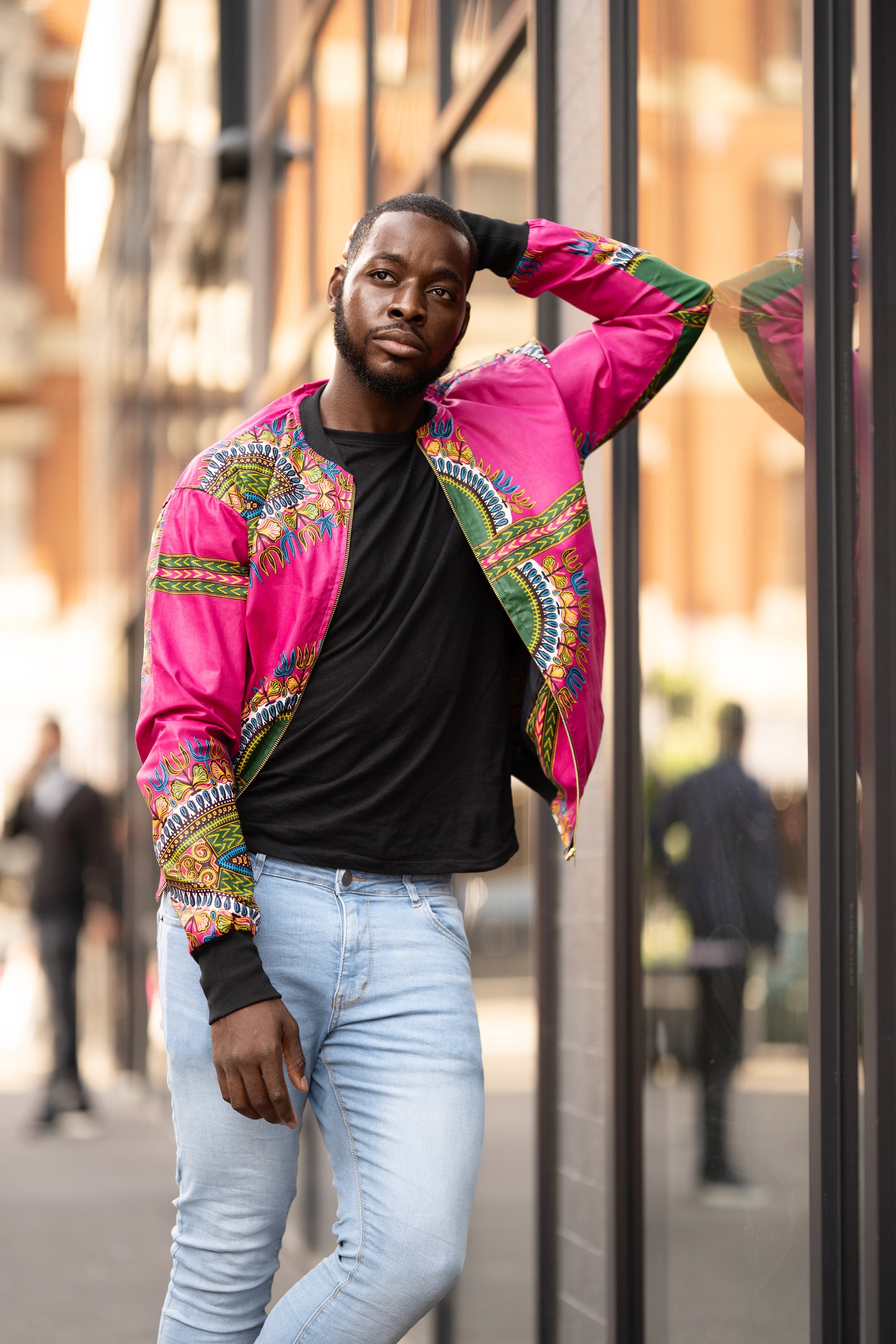 African Print Bomber Jacket for Men