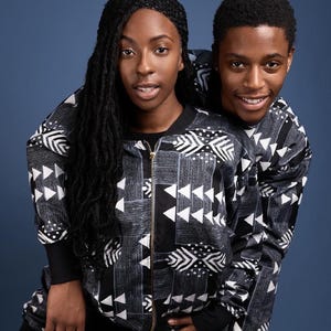 Afrikanische Bomberjacke in schwarz-weißem Kente-Druck / Afrikanische Kleidung Damen Made In Afrika