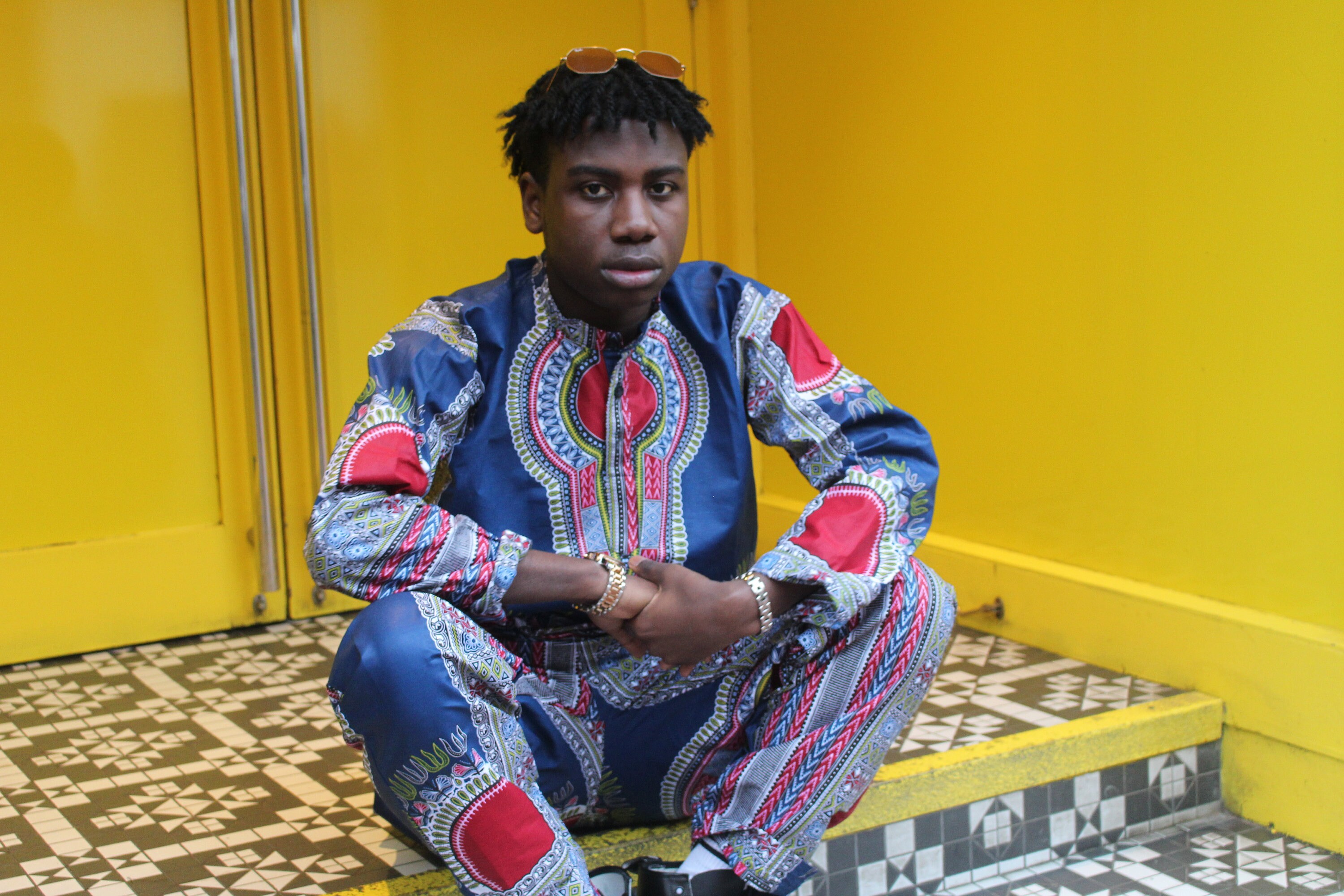 Image of African Matching Outfit, Blue Dashiki Suit With Pockets/Festival Outfit Made in Africa