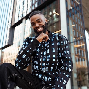 Afrikanische Bomberjacke in blauem Kente / Festivaljacke / Made In Afrika