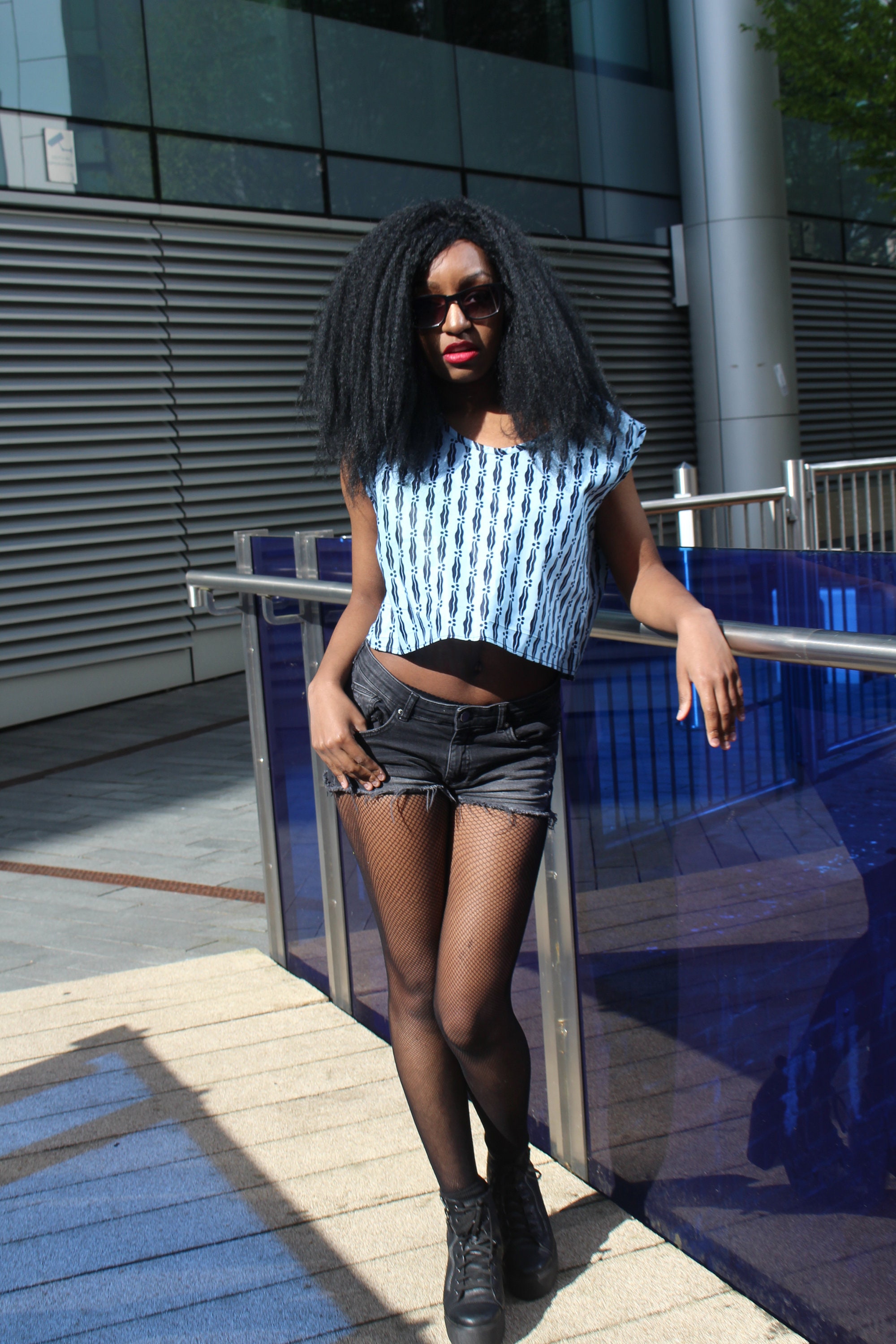 Image of African Crop Top in Beautiful Blue Print, Made in Africa/Tank