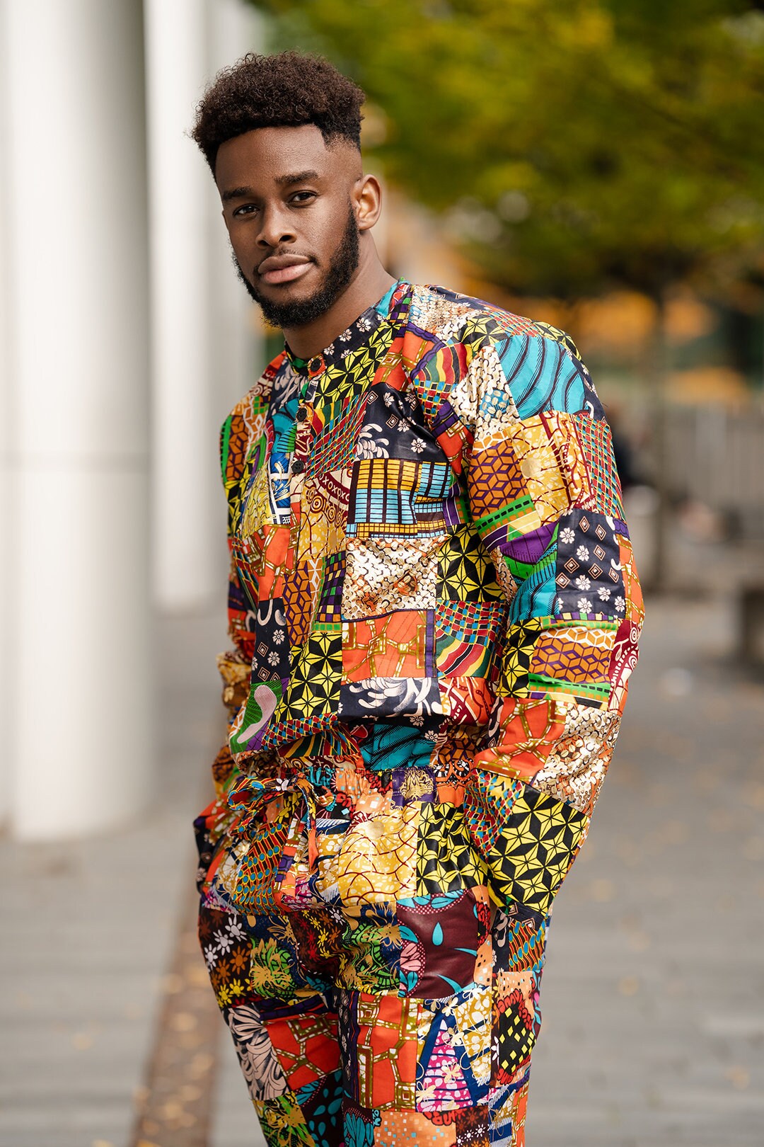 Image of African Shirt, Pullover Shirt in Crazy Patchwork/Print Made Africa