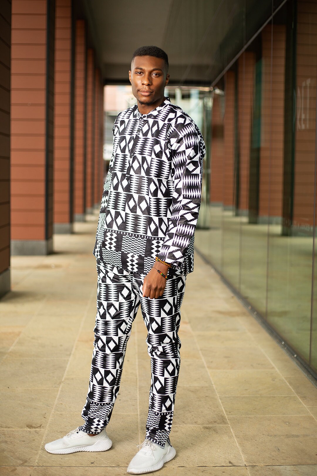 Image of African Suit in Wicked White, Print/Clothing Aztec Festival Outfit Made in Africa