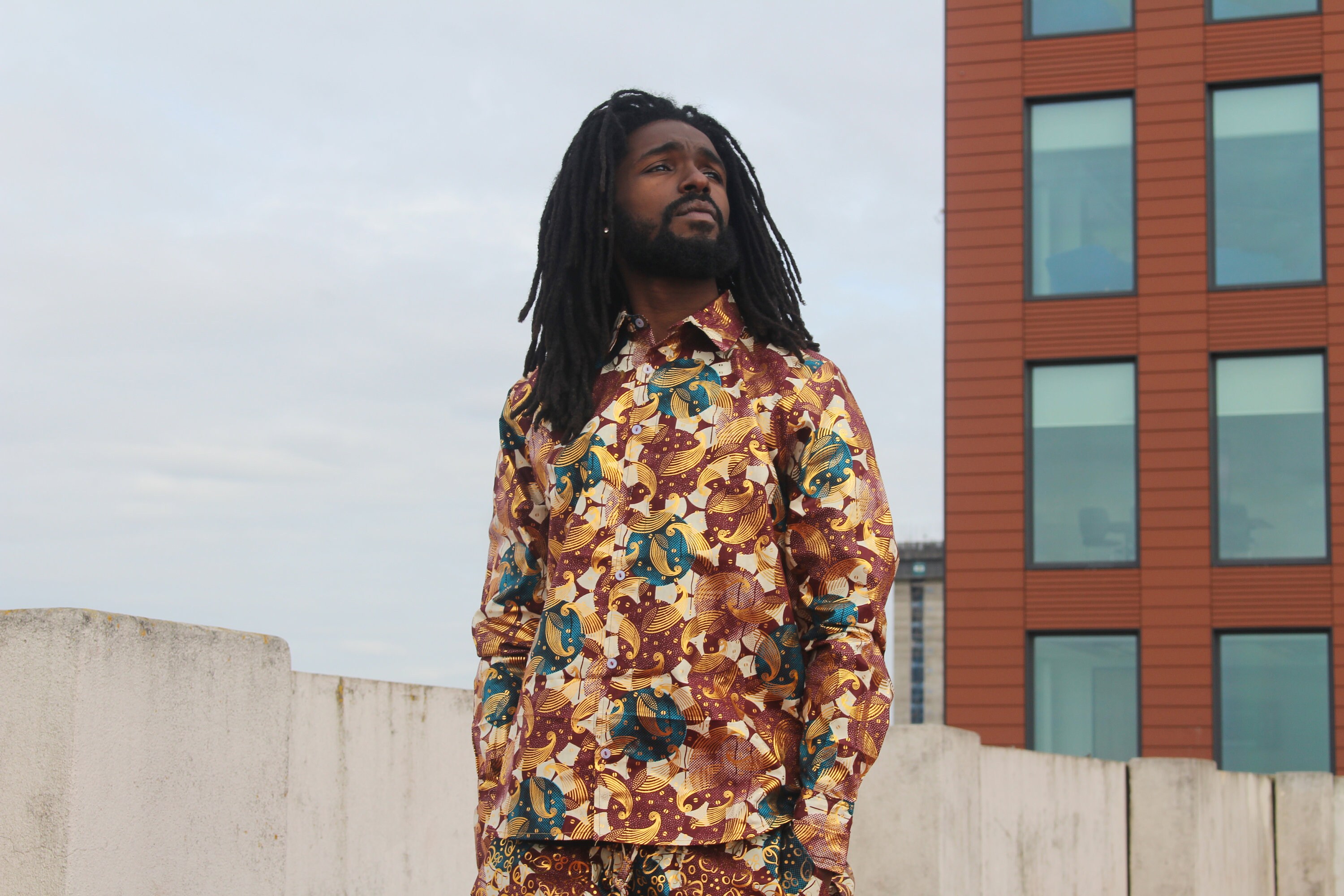 Image of African Print Shirt Ankara in Gold Print Casual Continent Clothing Sequinned