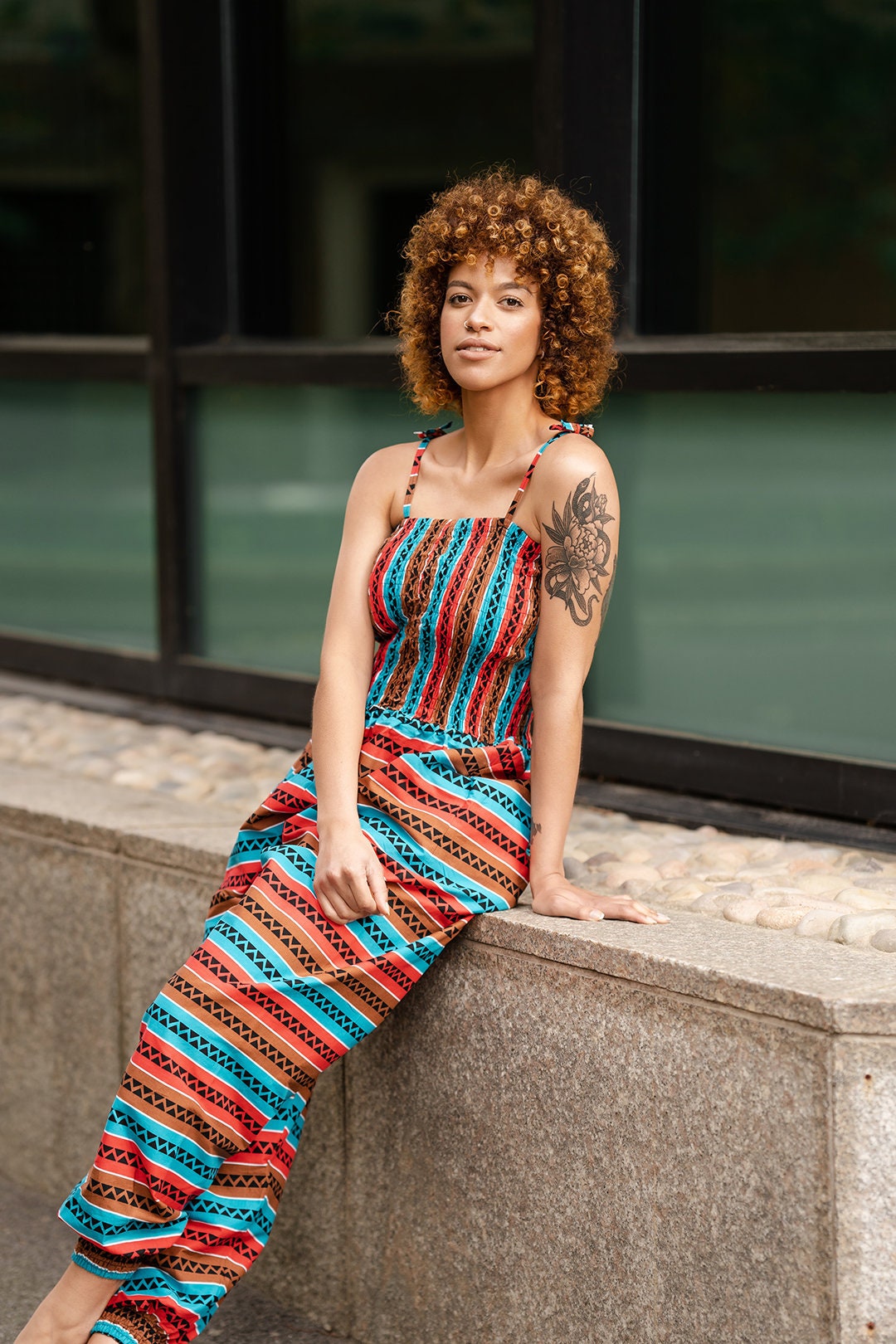 Image of African Jumpsuit in Beautiful Pink Ankara Print/Made Africa