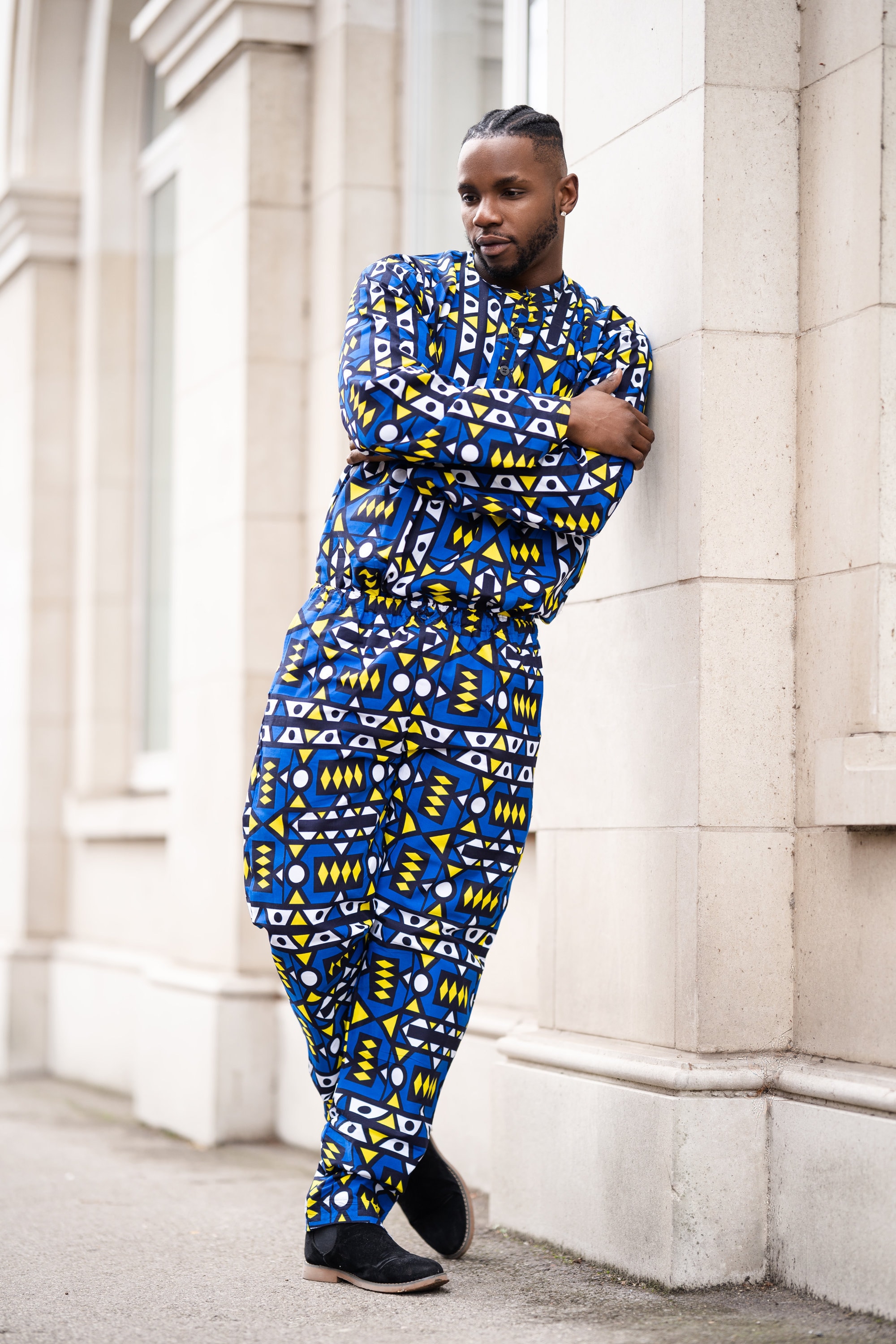 Image of African Suit in Crazy Blue Samakaka/Festival Outfit Handmade Africa
