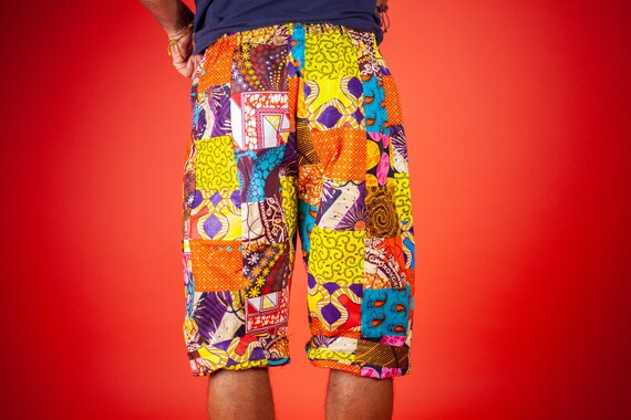 Men/'s Afropunk Style Festival Shorts African Print Funky Short Patchwork Shorts
