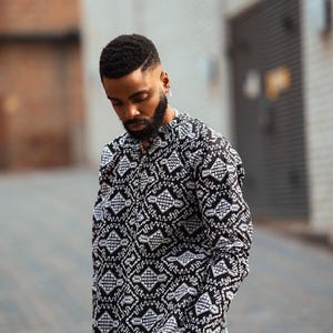 African Print Shirt in Amazing Mud Cloth / African Clothing Made In Africa