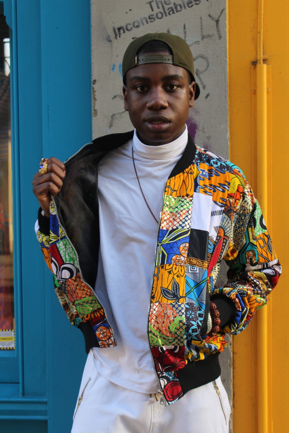 African Bomber Jacket 90s Bomber Jacket in Wax Patchwork Jacket