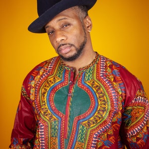 Authentic Dashiki African Shirt In Earthy Red / Dashiki Shirt Made In Africa