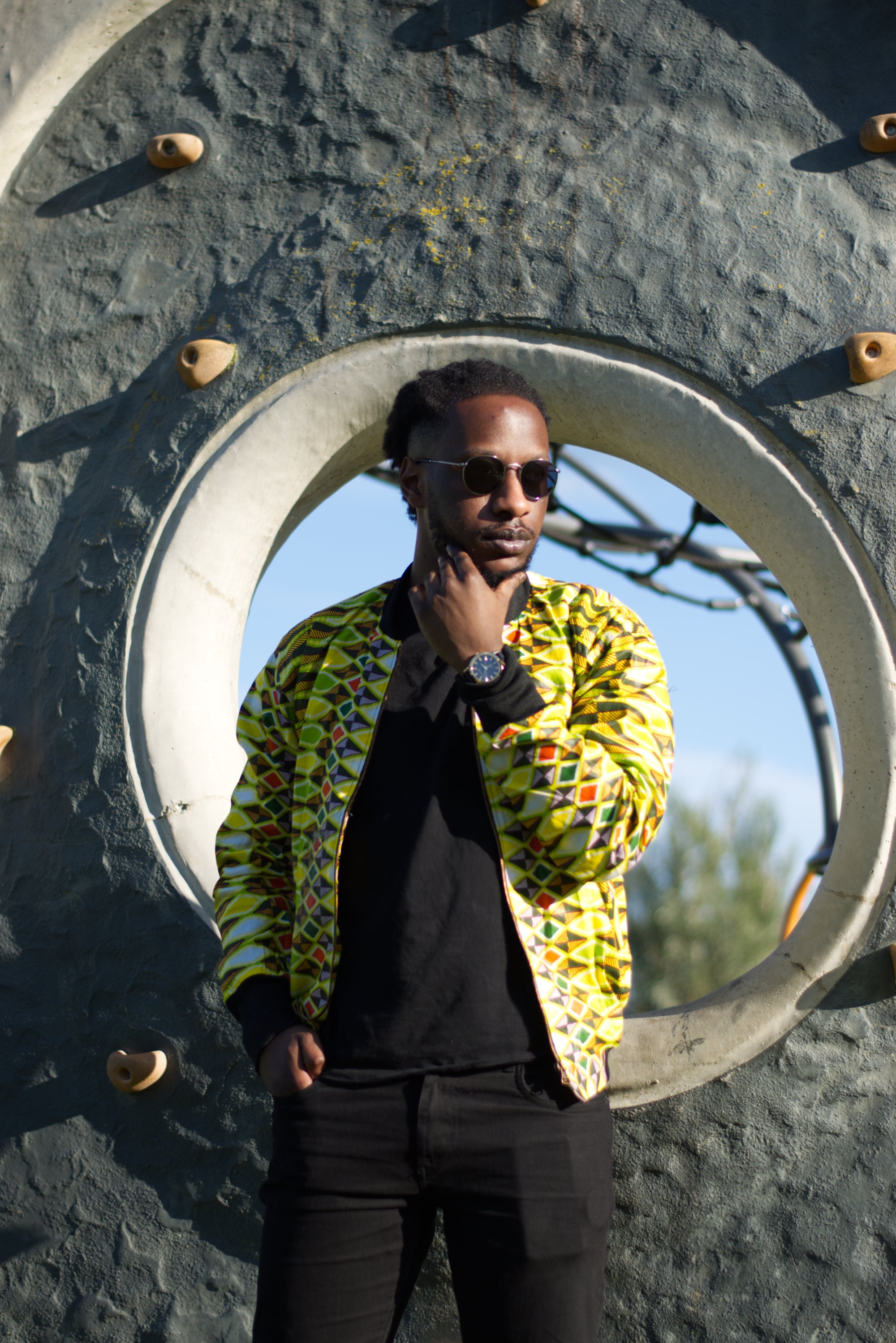 Image of African Bomber Jacket in Yellow Ankara/Wax Clothing Fresh Prince Retro Tracksuit
