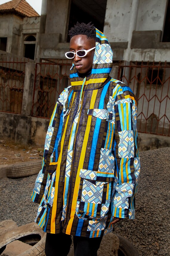Afrikaanse jas Afrikaanse winterjas in Amazing Kente Print Afrikaanse jas Afrikaanse winterjas in Amazing Kente Print