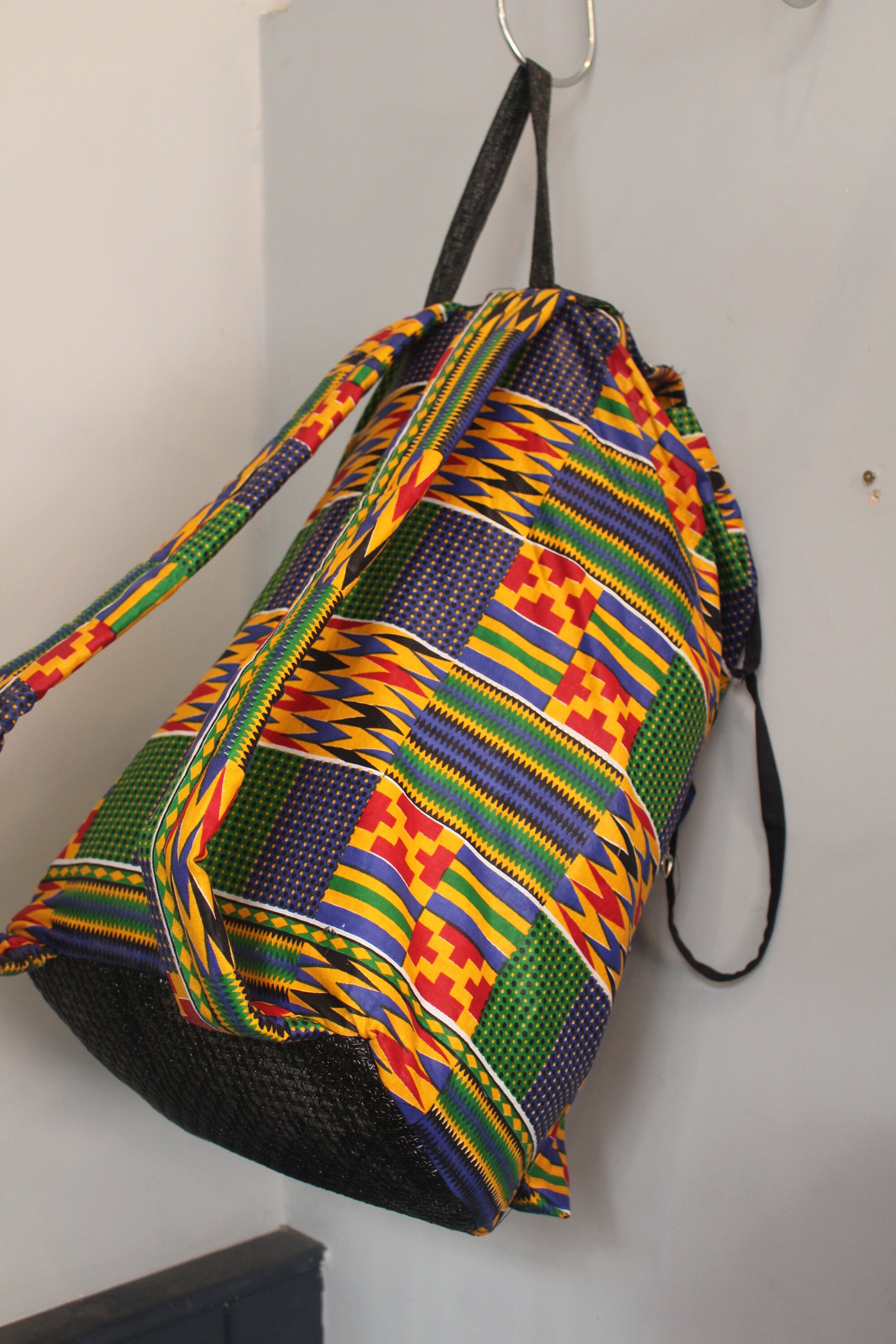 African BackPack African Print Bag College Rucksack Drawstring