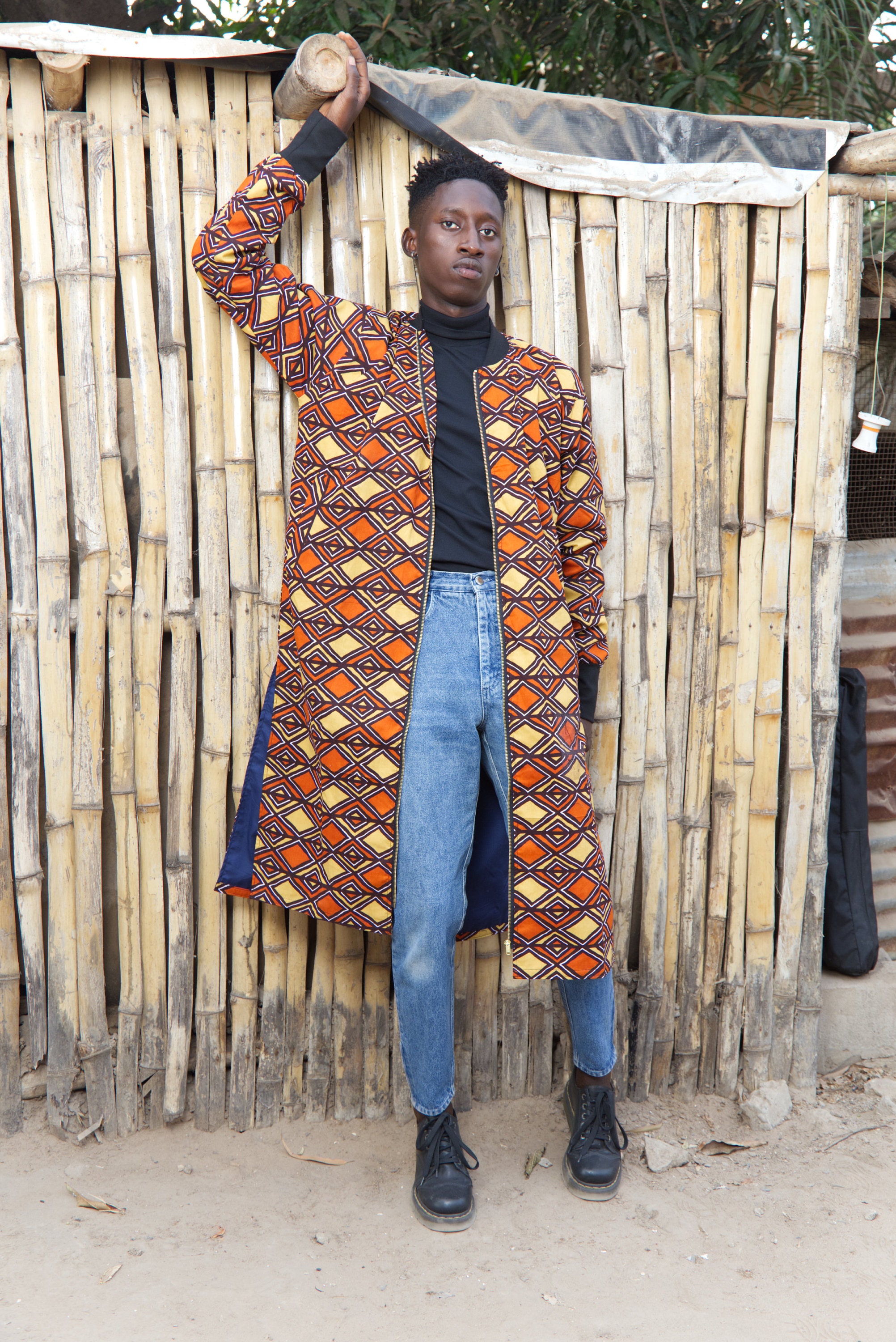 African Summer Coat in Earthy Mud Cloth Print / Festival Coat Etsy