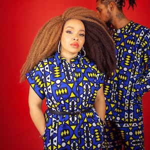 African Dress in Samakaka / African Shirt Dress Made In Africa