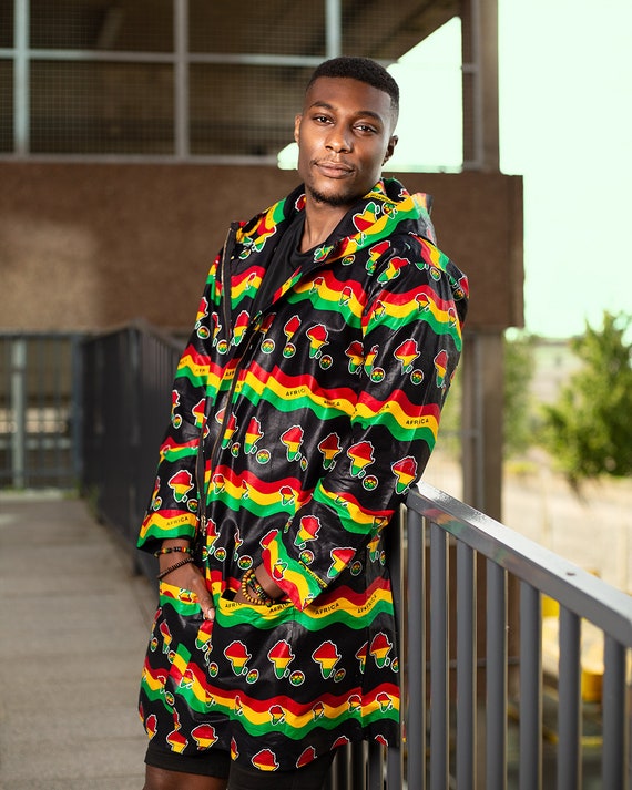 Rasta African Hoodie in Sunshine Reggae Print/ Festival Hippy