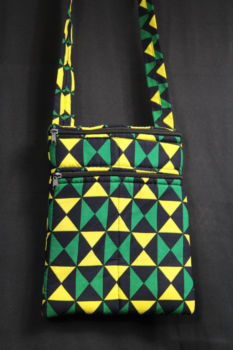 African Shoulder Bag In Vivid Green Ankara Man Bag Made In Africa African Bag