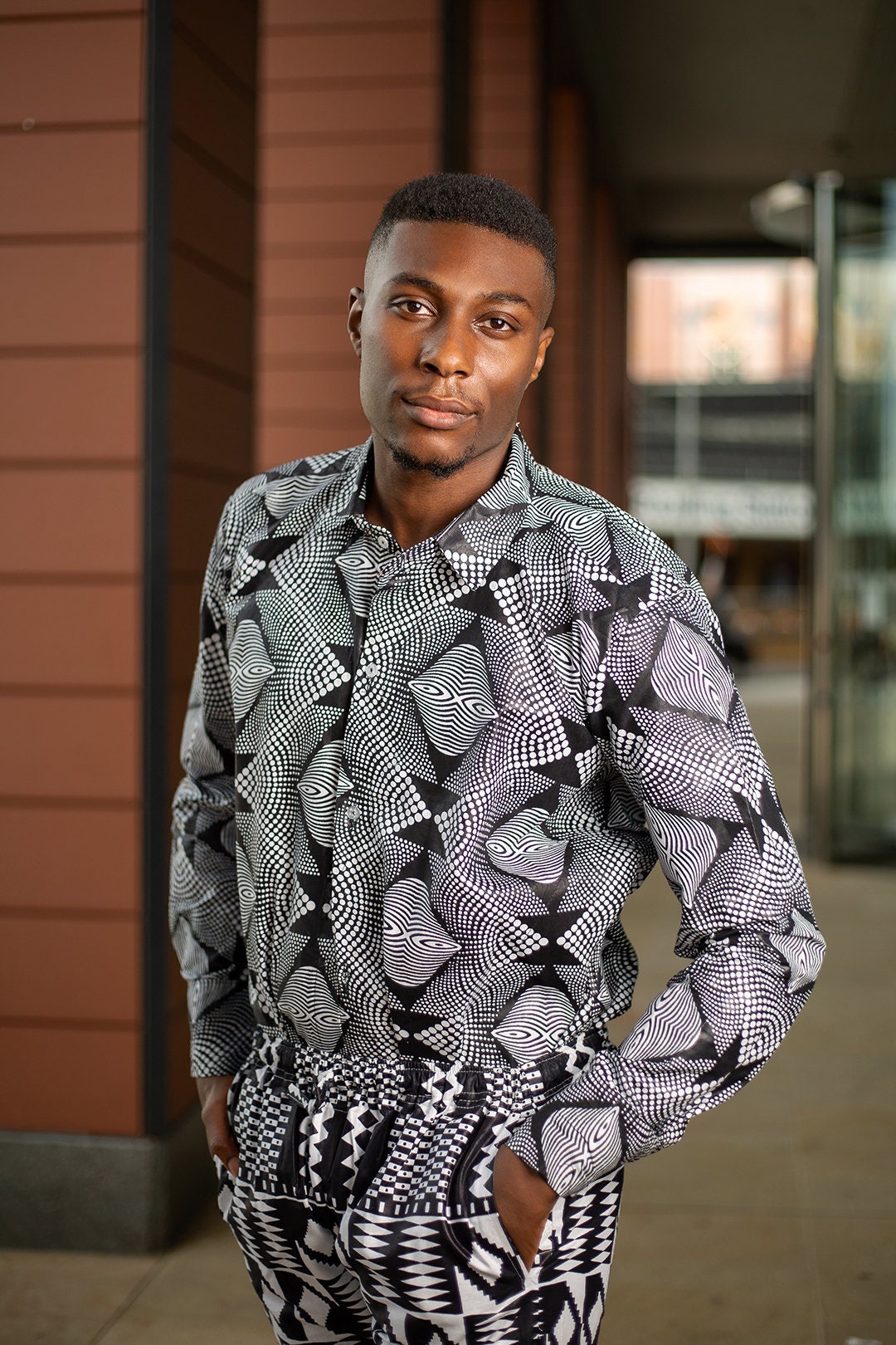 Image of African Print Shirt in Amazing Monotone White, Oversized/Dashiki Clothing Made in Africa