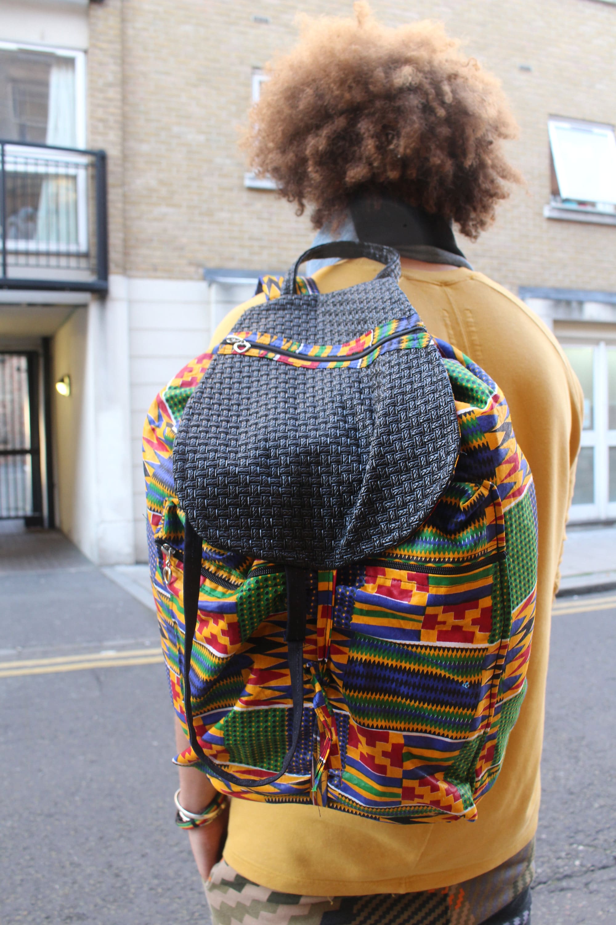 African BackPack African Print Bag College Rucksack Drawstring