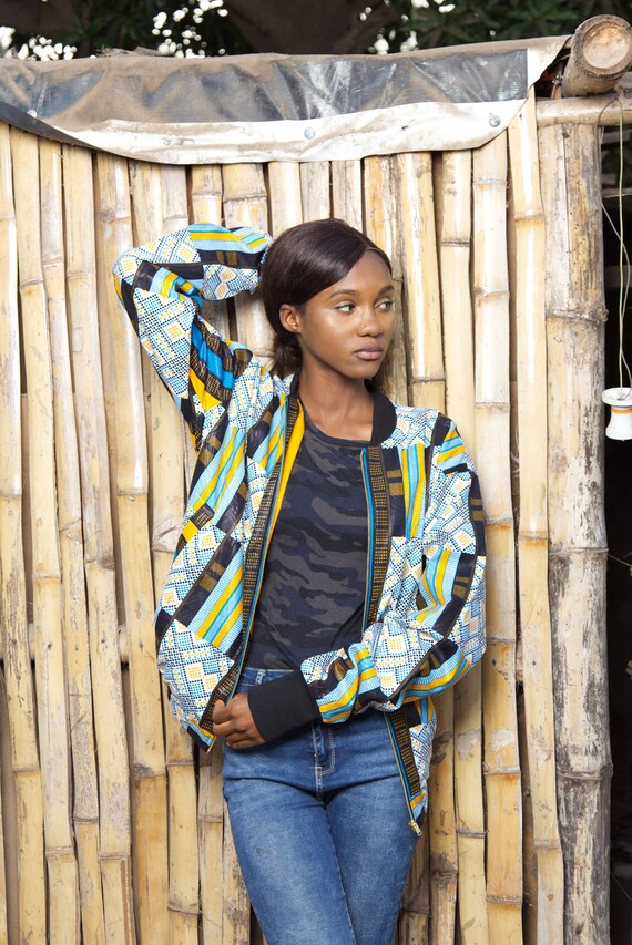 kente bomber jacket