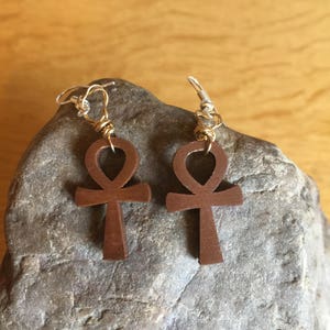 Africa Earrings Ankh Earrings Ankh Jewellery Wooden Earrings African Earrings Ethnic Jewellery Ankh Handmade