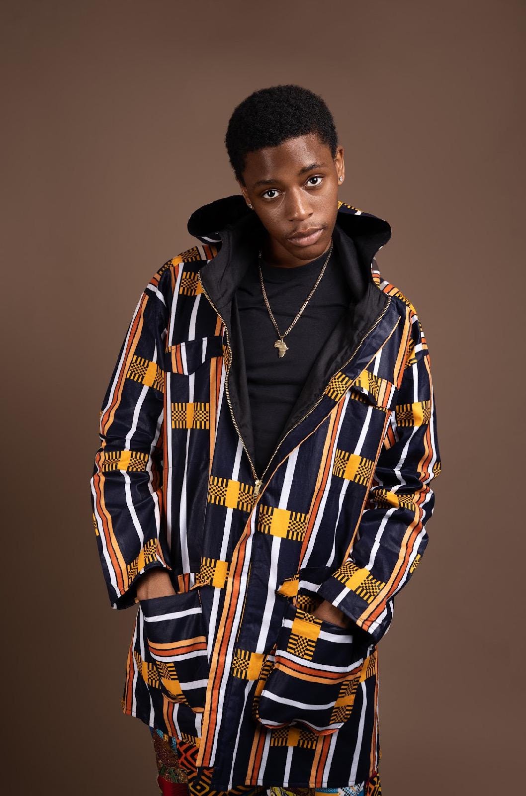 African Winter Coat, African jacket In Crazy Black and White Kente Print / Aztec, Fresh Prince, Tribal Hoodie Made In Africa
