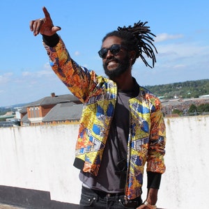 African Print Jacket Bomber in Wax Bomber Jacket Mens Ankara Jacket