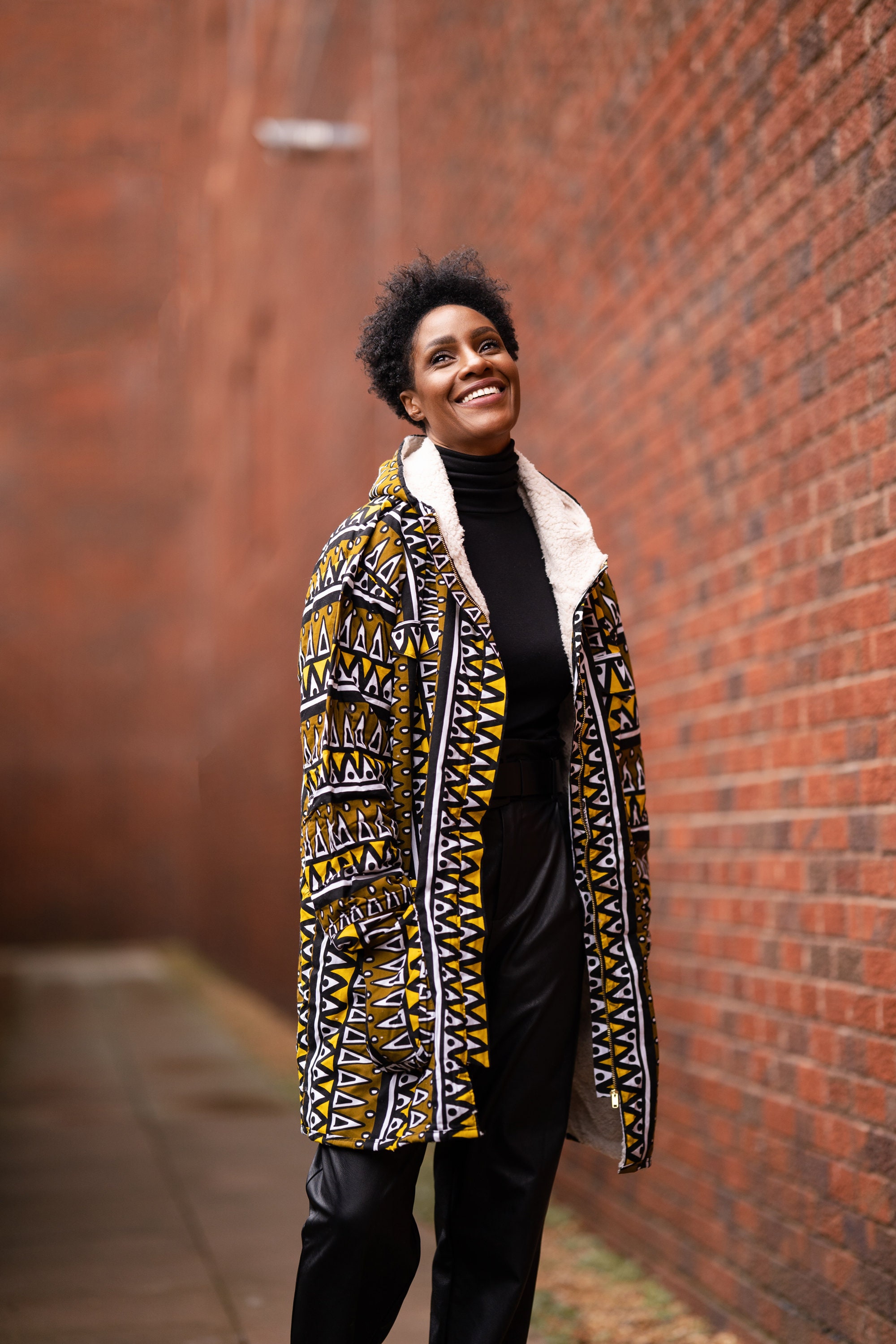 Image of African Coat, Print Winter Coat in Mud Cloth/Parka Made Africa