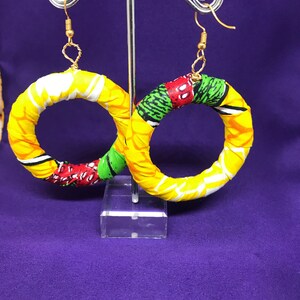Rasta Earrings In Yellow African Print / Made In Africa / Black Owned
