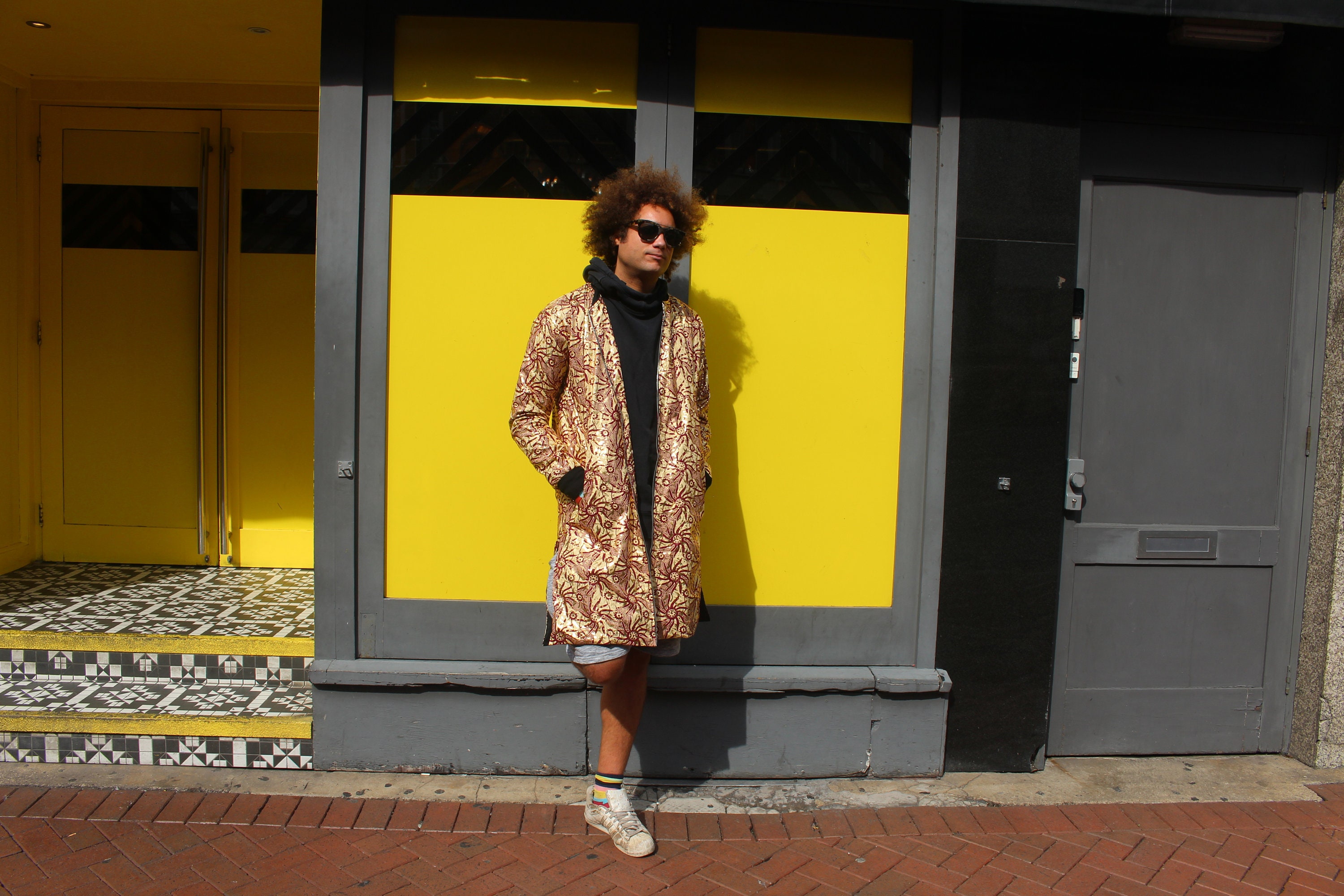 Image of African Trench Coat in Glittering Gold Print/Winter Made in Africa