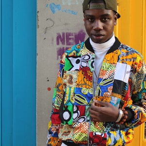Retro Bomberjacke in Afrikanischem Patchwork / Festivaljacke / Made In Afrika